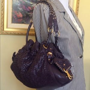 Cole Haan purple woven leather large handbag